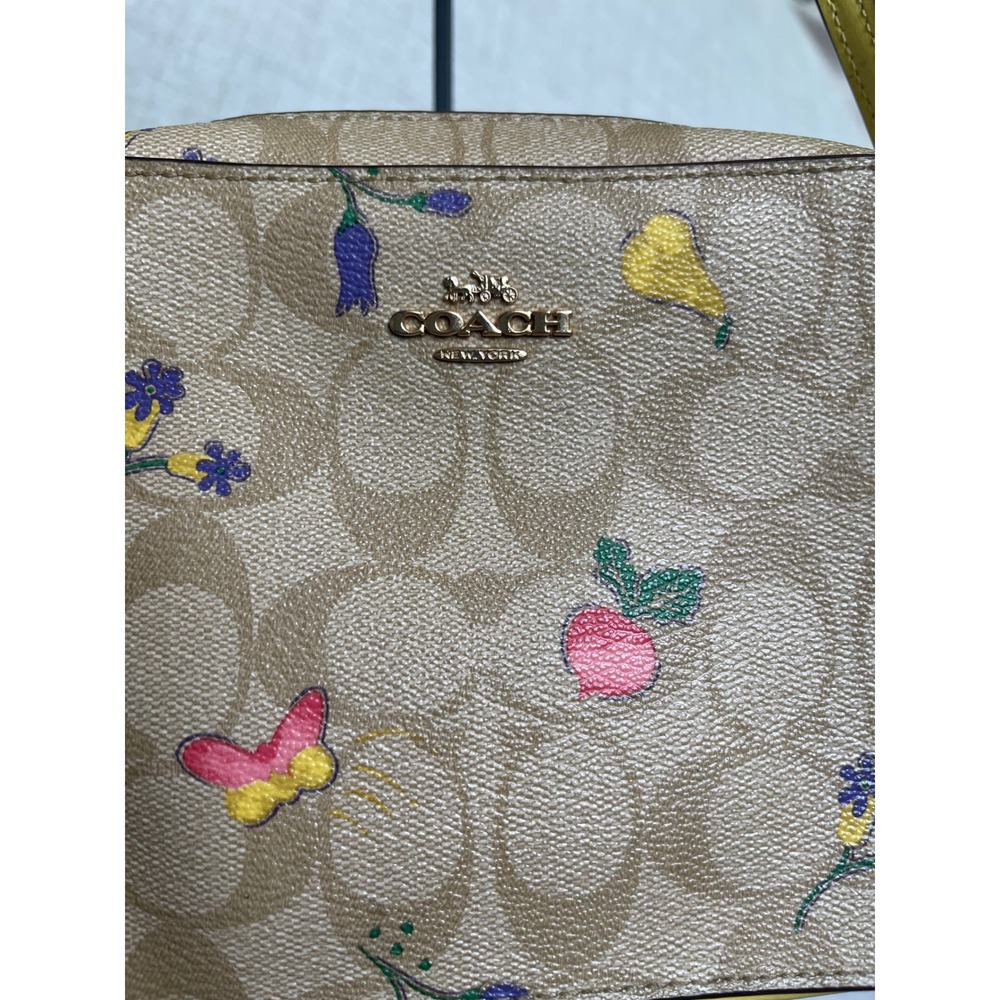 Coach Mini Jamie Camera Bag Signature Canvas Garden Print Yellow Crossbody C9947 - Picture 3 of 5